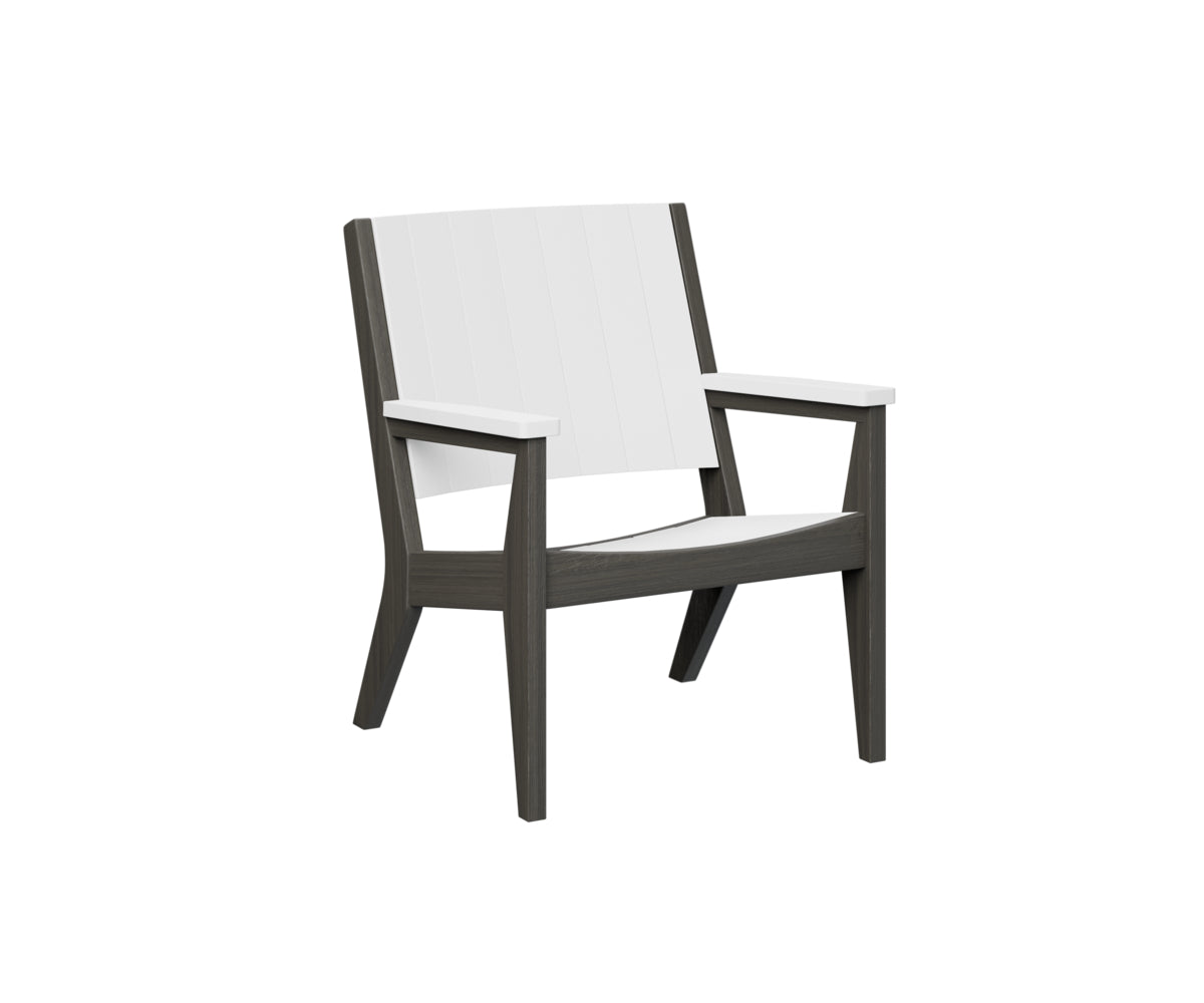 Charcoal gray lounge chair with light back cushion