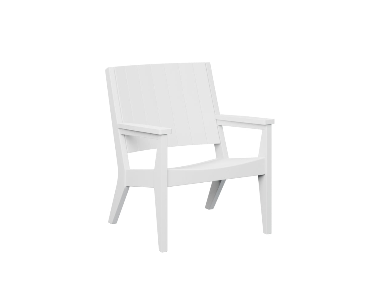 White modern outdoor lounge chair with vertical back slats