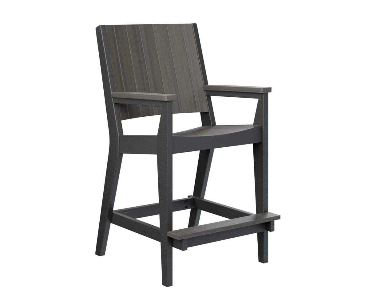 Charcoal tall glider chair with gray seat and wood back