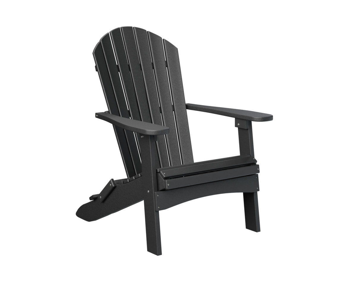 Dark gray Adirondack chair with all-gray finish and slatted back