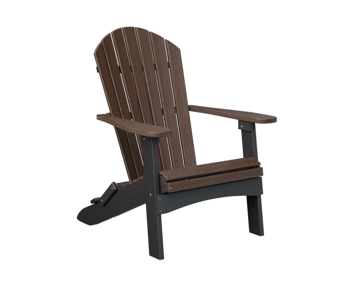 Dark gray Adirondack chair with white and gray color-blocked arms