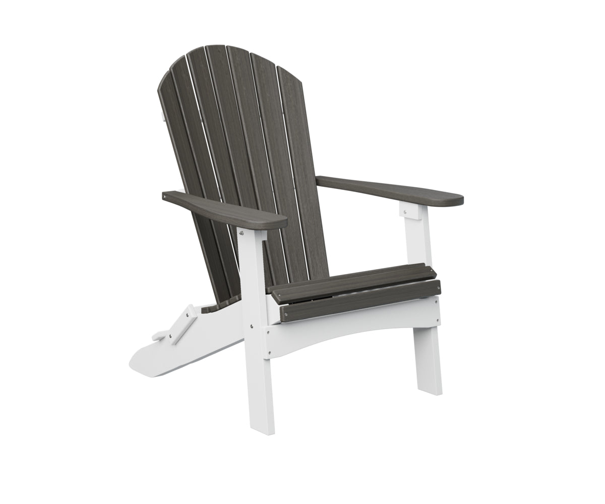 Dark brown wooden Adirondack chair with natural wood finish