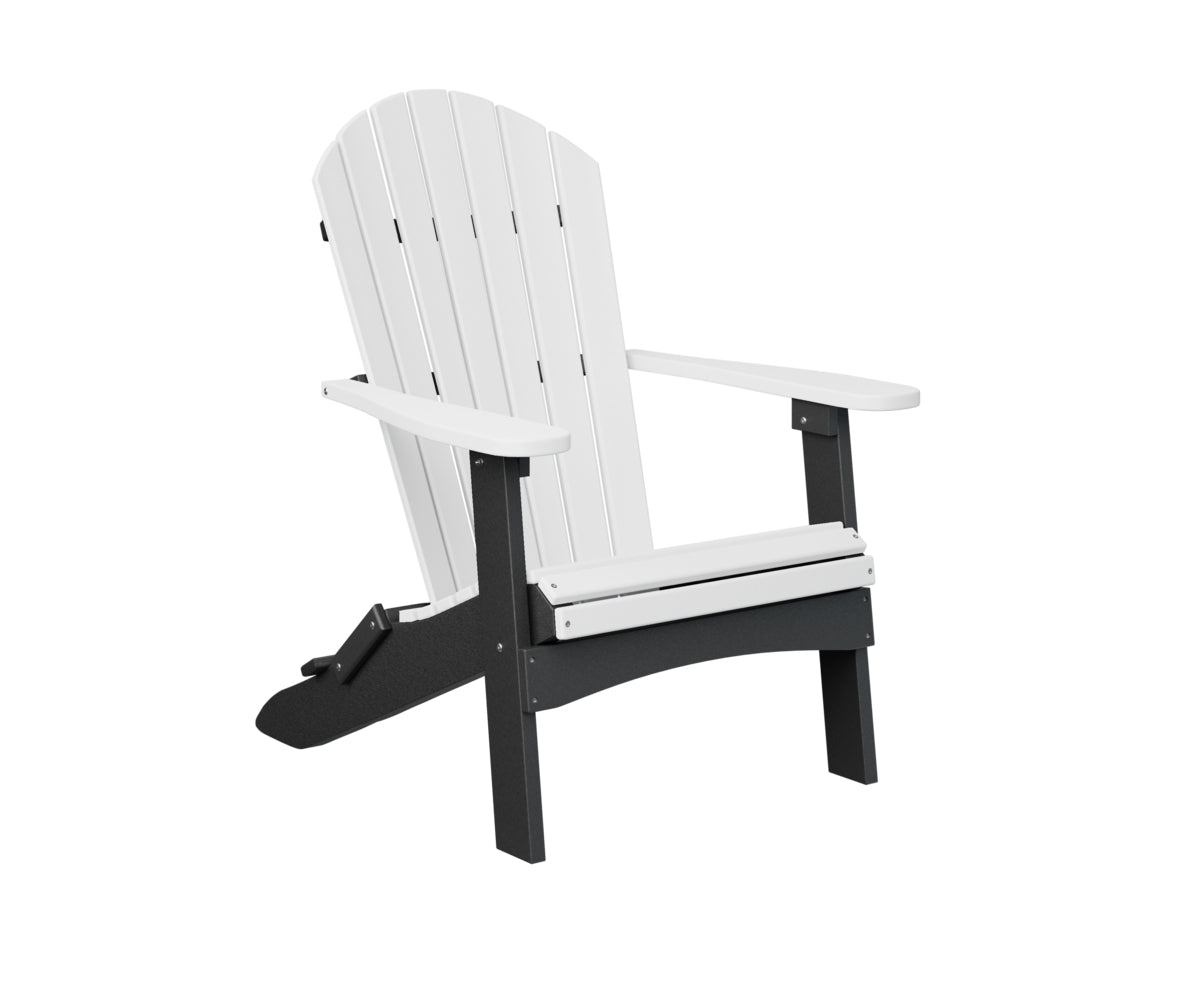 Charcoal gray Adirondack chair with white armrest panels