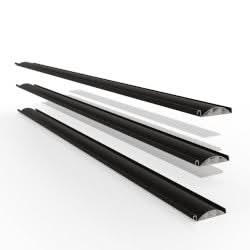 Four black aluminum slats stacked showing gray tonal variations