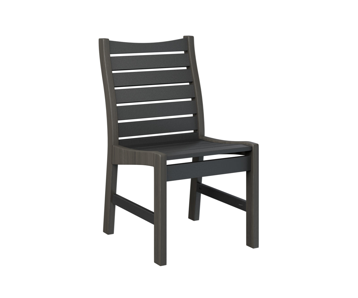 Dark stained wood chair with horizontal slats