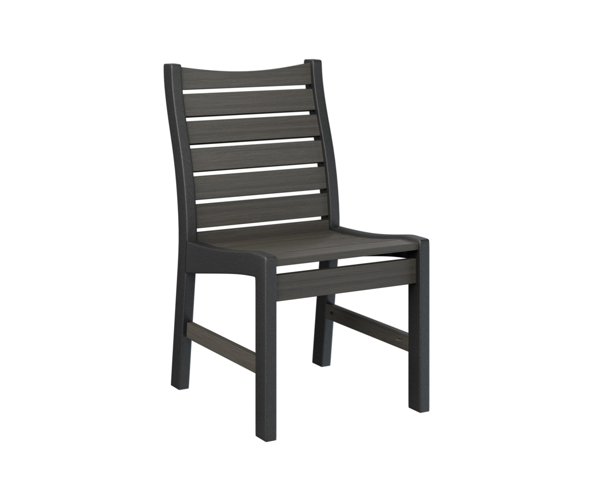 Dark olive finish chair with slatted backrest