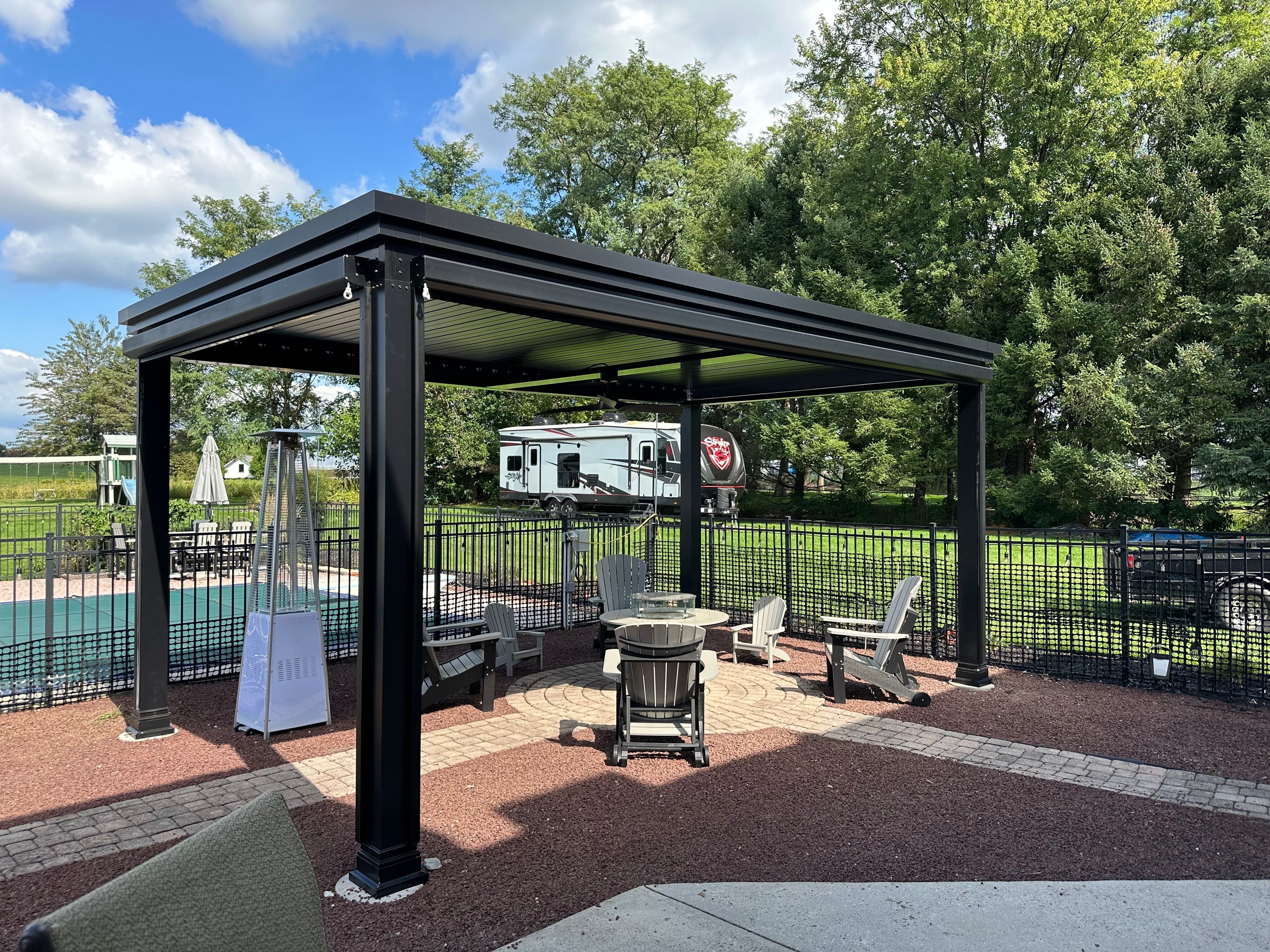Luxury Pergola w/ Screens rolled up