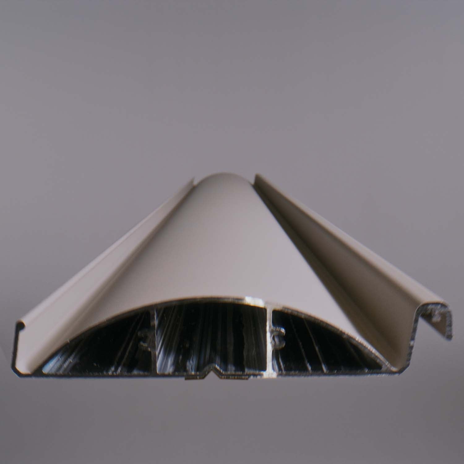 Aluminum rain gutter profile attachment detail