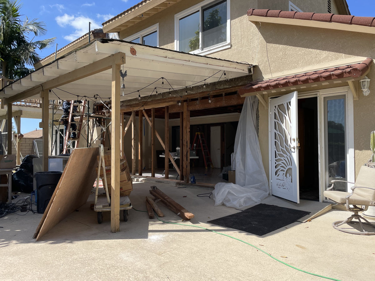 house attached pergola contruction