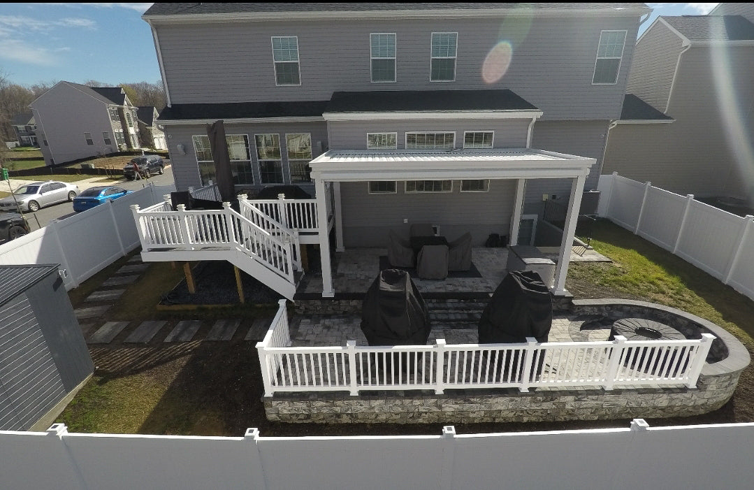 free standing luxury pergola with louvered roof