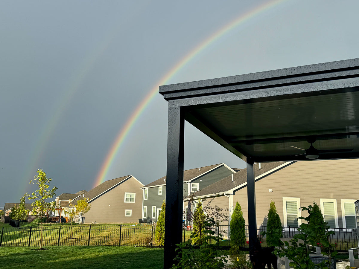 double rainbow pergola louvered roof pergola