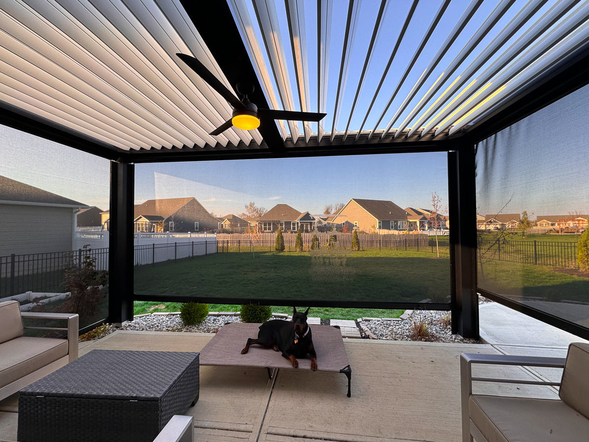 The Luxury Pergola with shades installed