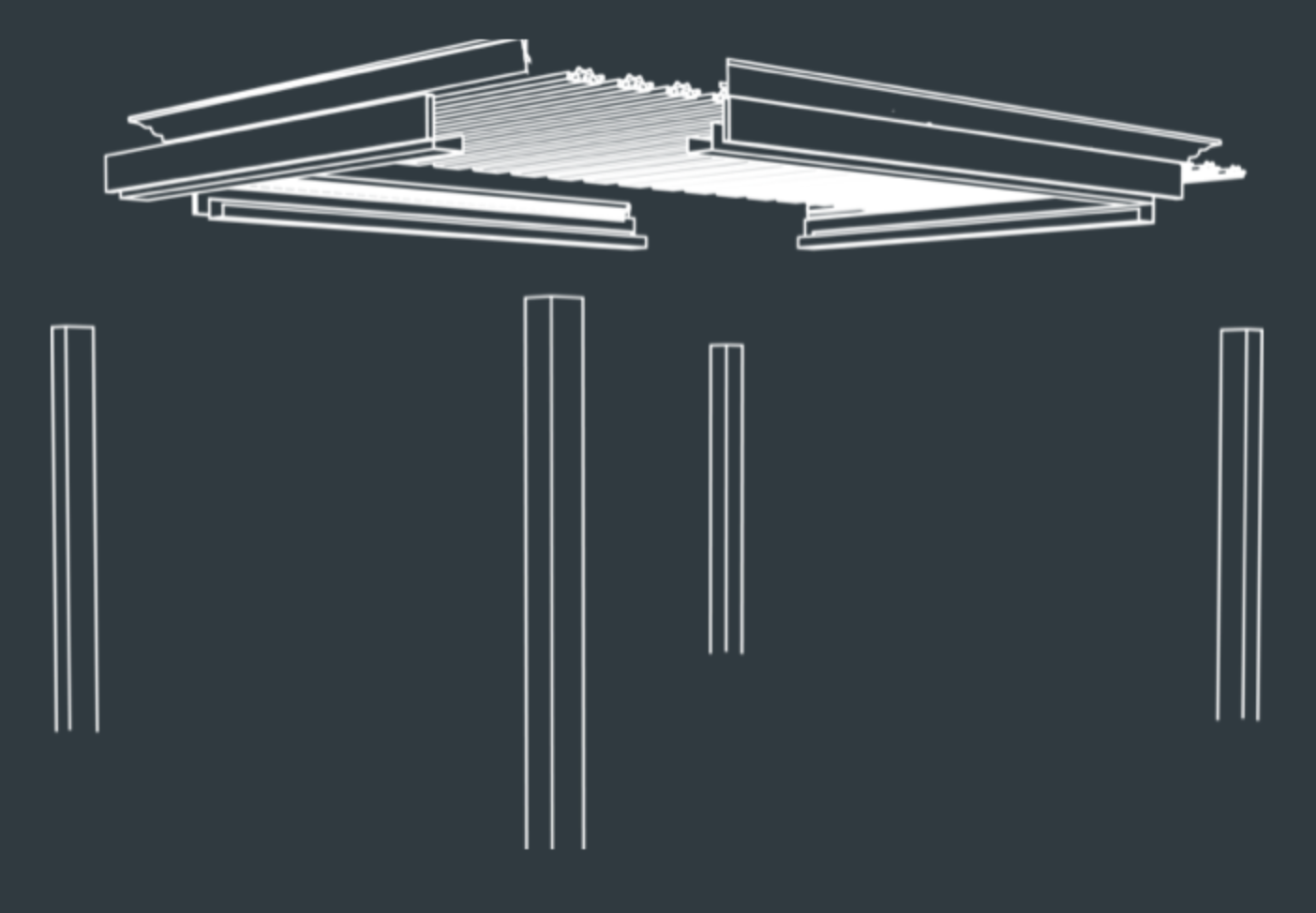 Pergola kit ready to be assembled.