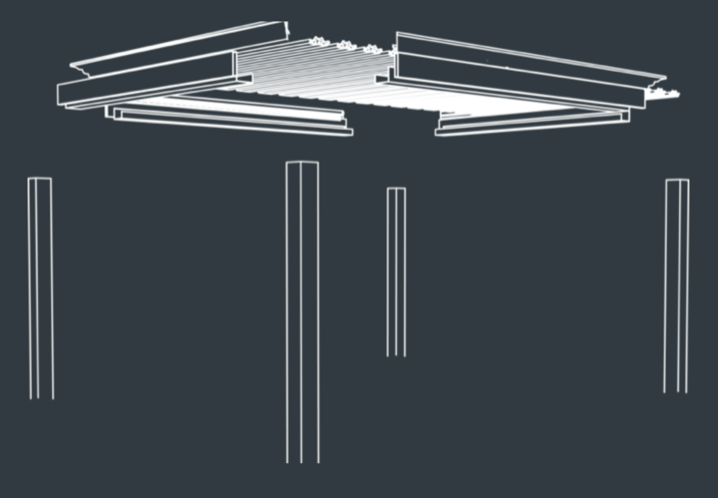 drawing of luxury pergola with louvered roof