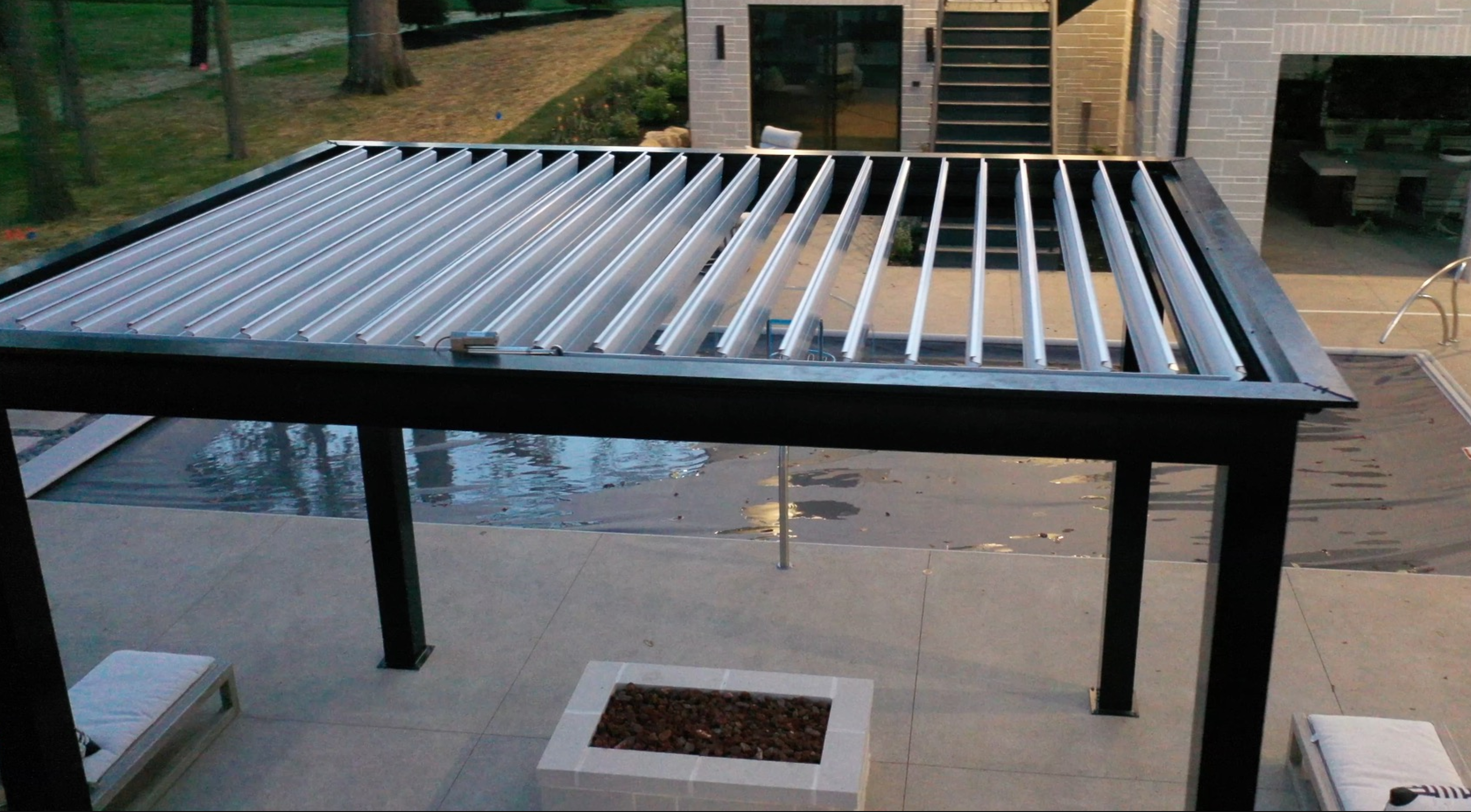 free standing luxury pergola with louvered roof pool pergola