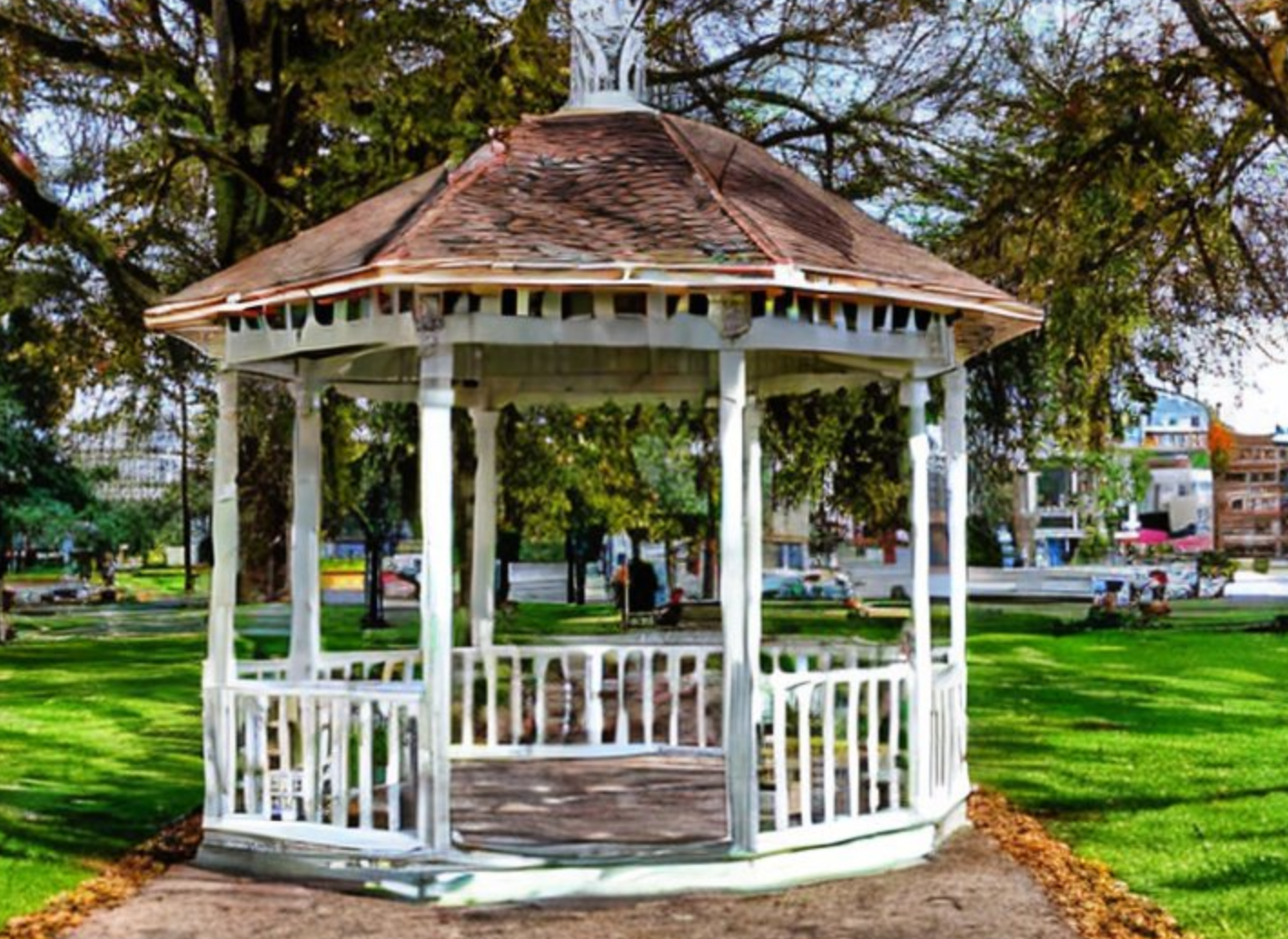 old looking gazebo in a park