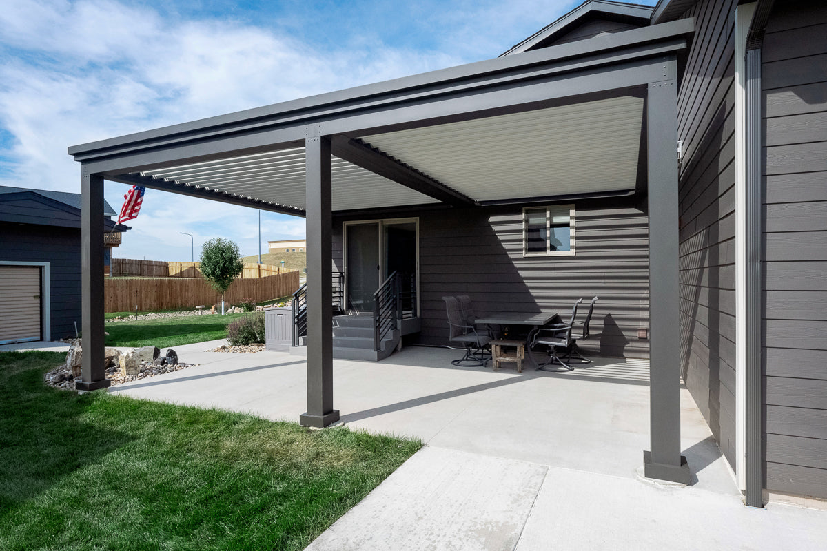 Black Super Pergola on patio