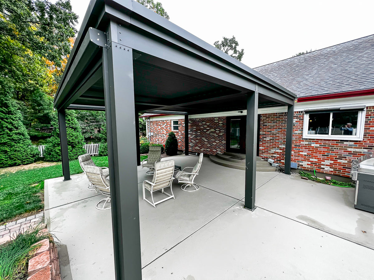 outdoor living space louvered roof black aluminum super pergola free standing