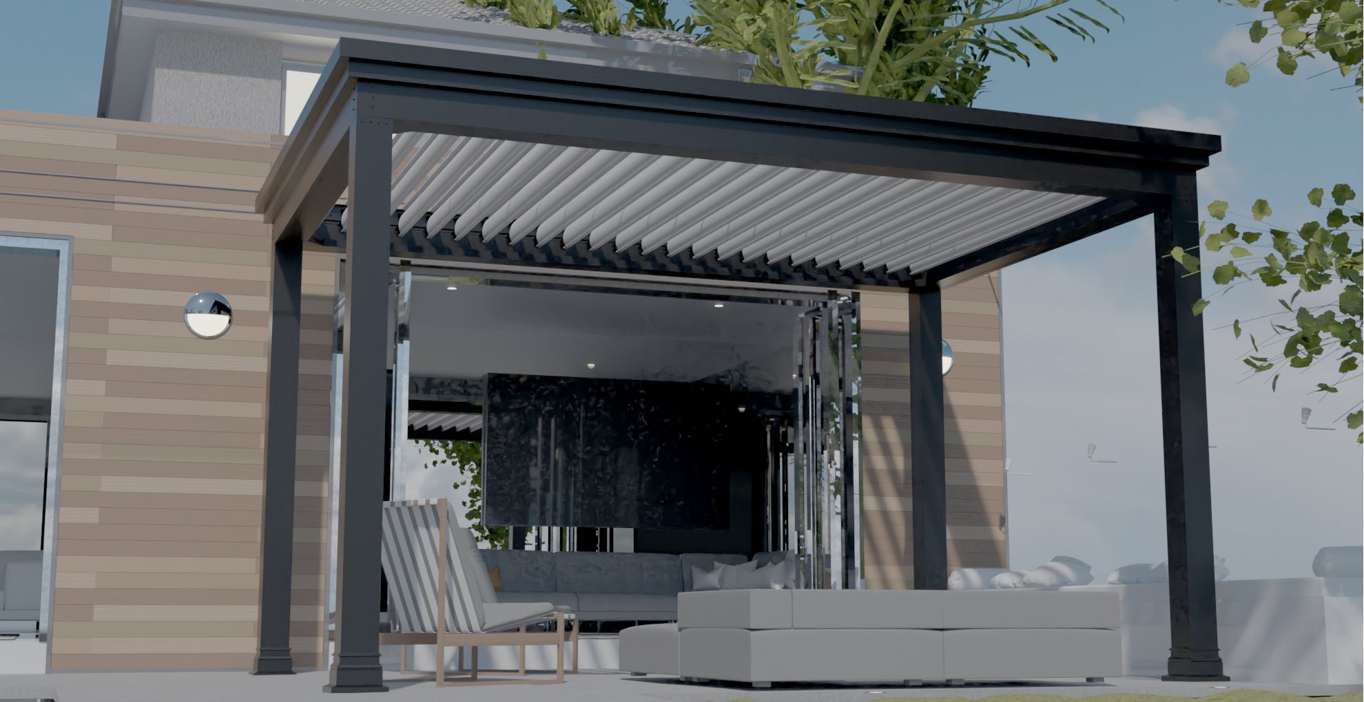 louvered pergola rendering