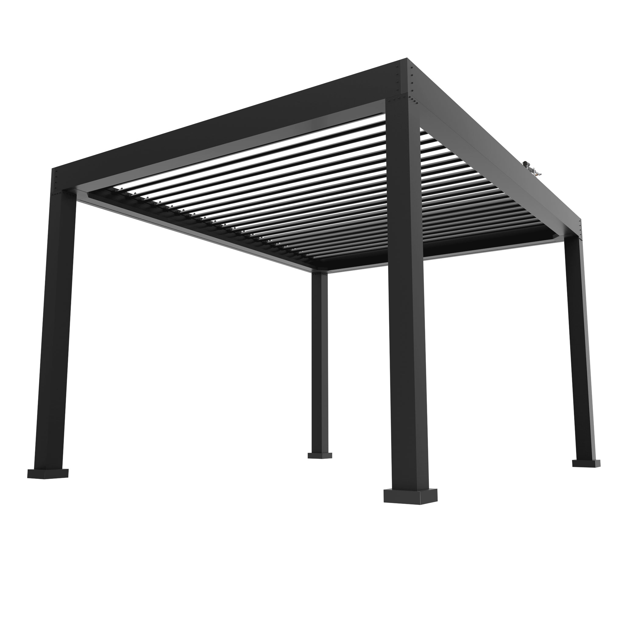 10x12 Luxury Pergola: Black Frame w/ Black Louvers