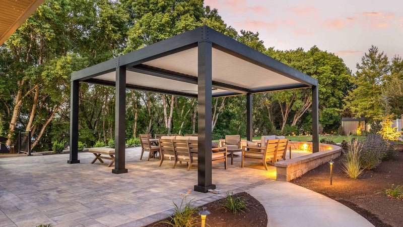Super Pergola 24x20 Bronze Frame w/ stone louvers installation